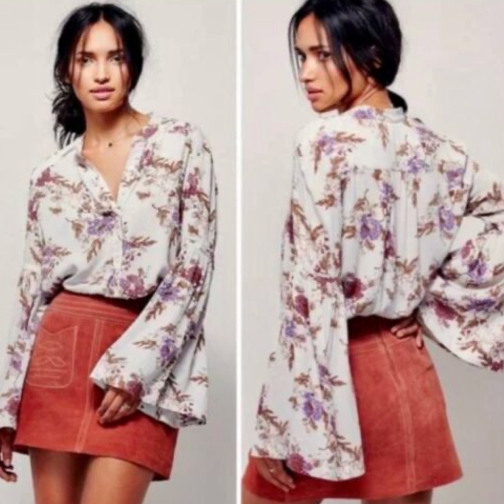 Free People Floral Button Down Shirt